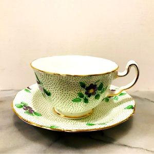 Vintage Rare Adderley Hand Painted Gilded Trim Tea Cup & Saucer 404 Bone China